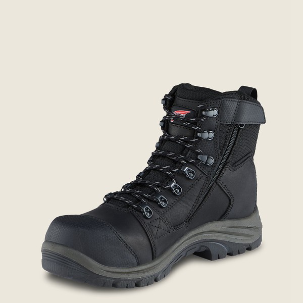 Mens Red Wing Trades - 6-inch Side-zip Waterproof Toe - Safety Boots Black - LRN063185